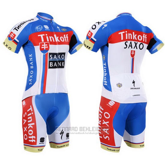 2015 Fahrradbekleidung Tinkoff Saxo Bank Champion Slowakische Republik Trikot Kurzarm und Tragerhose